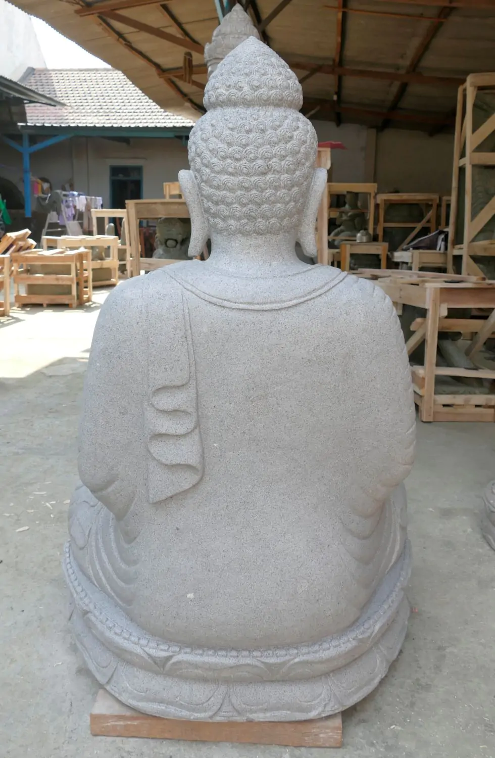  Product image 5 of the product “Seated Buddha made of Riverstone in Bhumisparsha - gesture of touching the earth. 122,5 cm height. ”